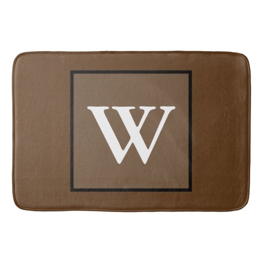 Bruin-wit-monogram Badmat (Voorkant)