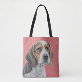 BRUIN & WIT MOOIE BEAGLE HOND TOTE BAG (Voorkant)