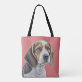 BRUIN & WIT MOOIE BEAGLE HOND TOTE BAG (Achterkant)