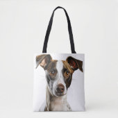 BRUIN & WIT MOOIE GREYHOUND HOND TOTE BAG (Voorkant)