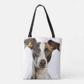 BRUIN & WIT MOOIE GREYHOUND HOND TOTE BAG (Achterkant)