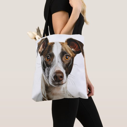 BRUIN & WIT MOOIE GREYHOUND HOND TOTE BAG (Dichtbij)
