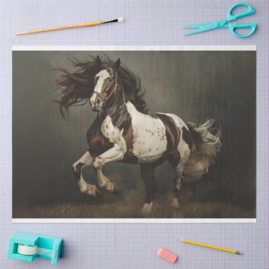 Bruin Wit Paard Decoupage Tissuepapier (Craft)