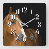 Bruin Wit Paard Genummerde Foto 
 Vierkante Klok (Voorkant)