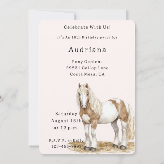 Bruin wit paard verjaardag kaart (Voorkant)