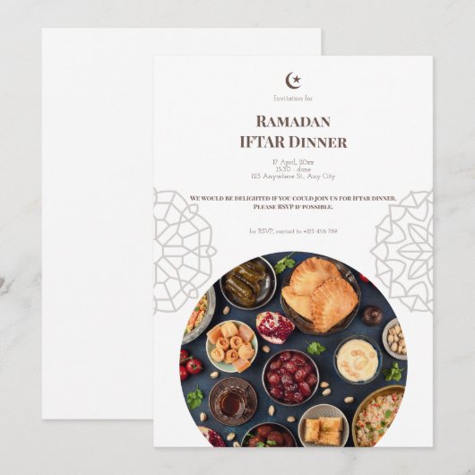 Bruin Wit Ramadan Iftar Diner Kaart (Voorkant / Achterkant)