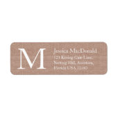 Bruin wit rustiek faux stof antwoord labels (Voorkant)