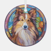 Bruin Wit Shetland Sheepdog Gevlekt Glas Ornament (Voorkant)
