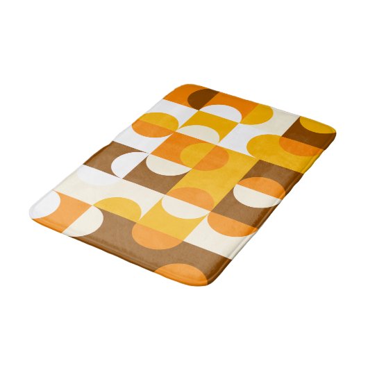 Bruin Wit Sinaasappel Geel Halve cirkelenpatroon Badmat (Gekanteld)