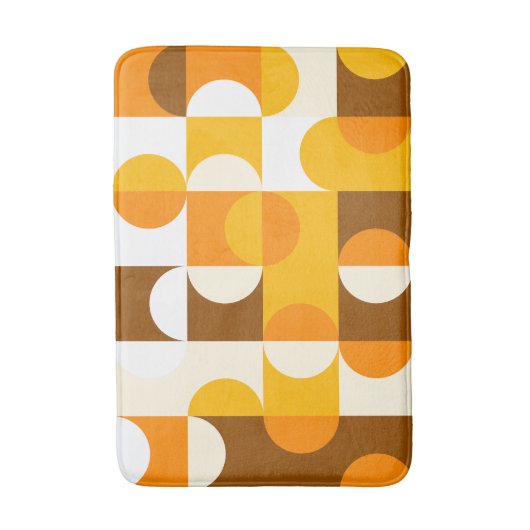 Bruin Wit Sinaasappel Geel Halve cirkelenpatroon Badmat (Voorkant Verticaal)