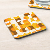 Bruin Wit Sinaasappel Geel Halve cirkelenpatroon Bier Onderzetter (Linkerzijde)