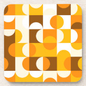 Bruin Wit Sinaasappel Geel Halve cirkelenpatroon Bier Onderzetter (Voorkant)