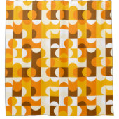 Bruin Wit Sinaasappel Geel Halve cirkelenpatroon Douchegordijn (Voorkant)