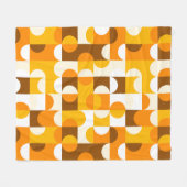 Bruin Wit Sinaasappel Geel Halve cirkelenpatroon Fleece Deken (Voorkant (Horizontaal))