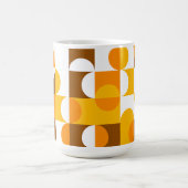 Bruin Wit Sinaasappel Geel Halve cirkelenpatroon Koffiemok (Center)