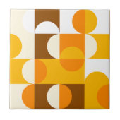 Bruin Wit Sinaasappel Geel Halve cirkelenpatroon Tegeltje (Voorkant)