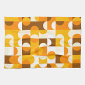 Bruin Wit Sinaasappel Geel Halve cirkelenpatroon Theedoek (Horizontaal)