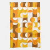 Bruin Wit Sinaasappel Geel Halve cirkelenpatroon Theedoek (Verticaal)