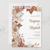 Bruin wit sinaasappel herfst bloemenrustiek Huweli Kaart (Voorkant)