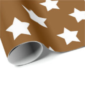 Bruin Wit Sterren Patroon Decoratief Cadeaupapier (Rol Hoek)