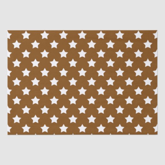 Bruin Wit Sterren Patroon Decoratief Tissuepapier (Voorkant)