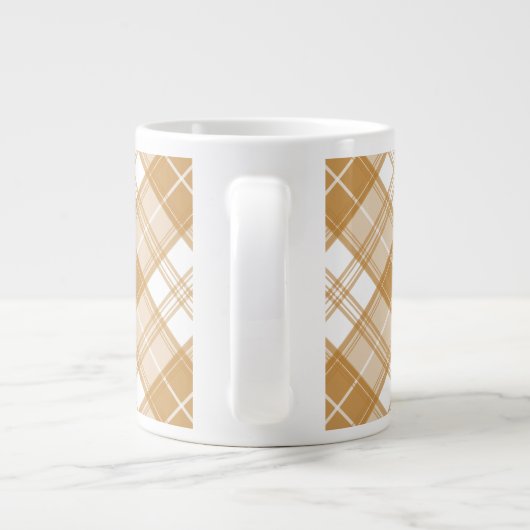 Bruin wit Tartan Patroon yxm0uat9 Grote Koffiekop (Achterkant)