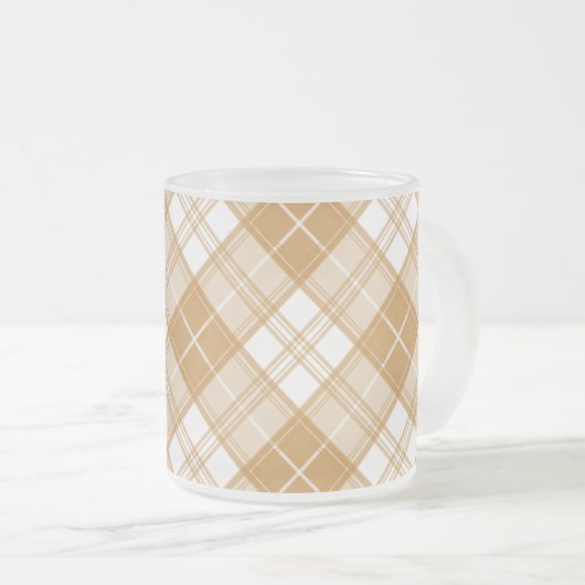 Bruin wit Tartan Patroon yxm0uat9 Matglas Koffiemok (Voorkant rechts)