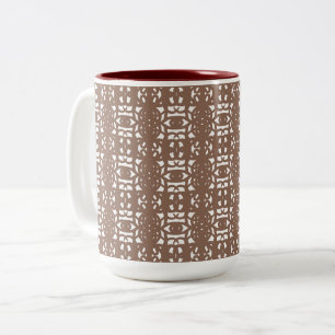 Bruin & Wit Uniek Abstract Patroon Tweekleurige Koffiemok