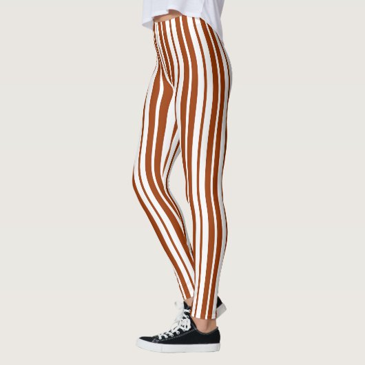 Bruin wit verticaal strepenpatroon leggings (Links)