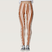 Bruin wit verticaal strepenpatroon leggings (Voorkant)
