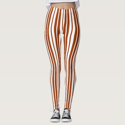 Bruin wit verticaal strepenpatroon leggings (Voorkant)