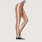 Bruin wit verticaal strepenpatroon leggings (Rechts)