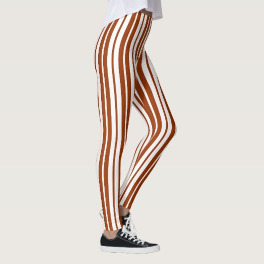 Bruin wit verticaal strepenpatroon leggings (Rechts)