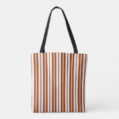 Bruin wit verticaal strepenpatroon tote bag (Achterkant)