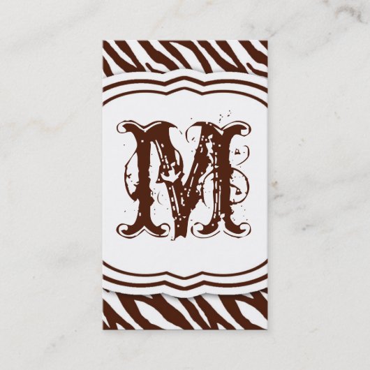 Bruin Wit Zebra Print Pattern Visitekaartje (Voorkant)