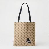 Bruin Wit Zwart Designer Monogram Script Tote Bag (Voorkant)