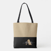 Bruin Wit Zwart Minimaal Monogram Script Tote Bag (Achterkant)