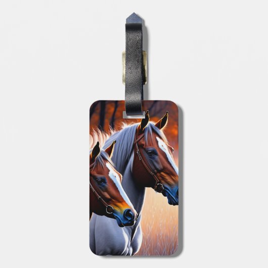 Bruin-witte bruinpaarden, Bagagelabel (Achterkant verticaal)