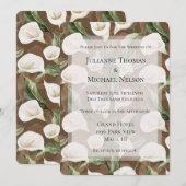 Bruin Witte Calla Lily Bloemen Huwelijk Kaart (Voorkant / Achterkant)