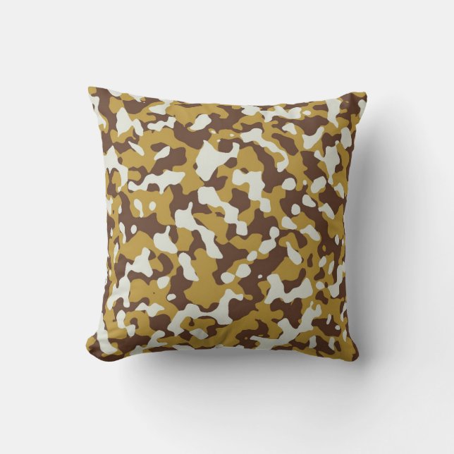 Bruin witte Camouflage Pillow Kussen (Voorkant)