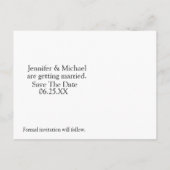 Bruin-witte fotosjabloon bruiloft bespaart datum aankondigingskaart (Achterkant)