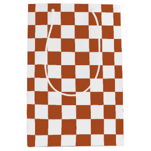 Bruin Witte Geruite Schaakbord Patroon Medium Cadeauzakje