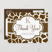 Bruin, Witte Giraffe Dierenprint bruiloft Briefkaart (Voorkant / Achterkant)