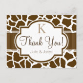 Bruin, Witte Giraffe Dierenprint bruiloft Briefkaart (Voorkant)