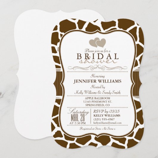 Bruin, Witte Giraffe Dierenprint Vrijgezellenfeest Kaart (Voorkant / Achterkant)