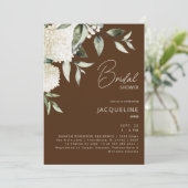 Bruin witte hortensia's Vrijgezellenfeest Kaart (Staand voorkant)