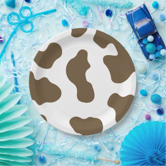 Bruin Witte Koe Print Country Western Rodeo Party Papieren Bordje (Feest)