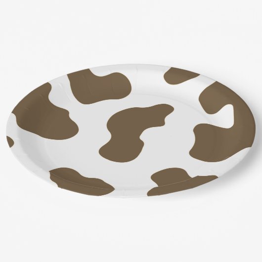 Bruin Witte Koe Print Country Western Rodeo Party Papieren Bordje (Gekanteld)