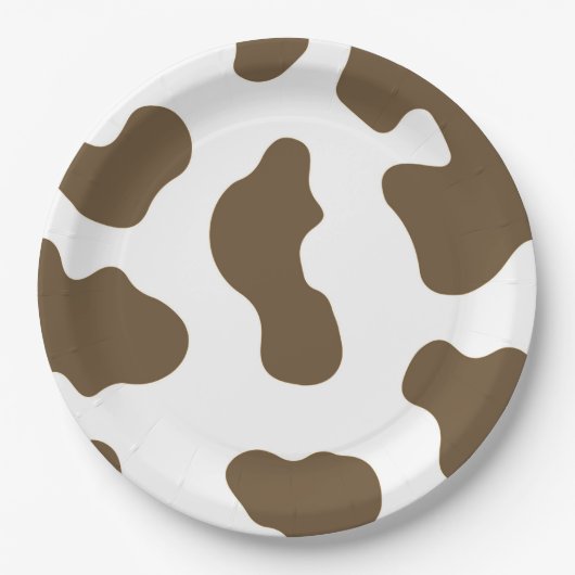 Bruin Witte Koe Print Country Western Rodeo Party Papieren Bordje (Voorkant)