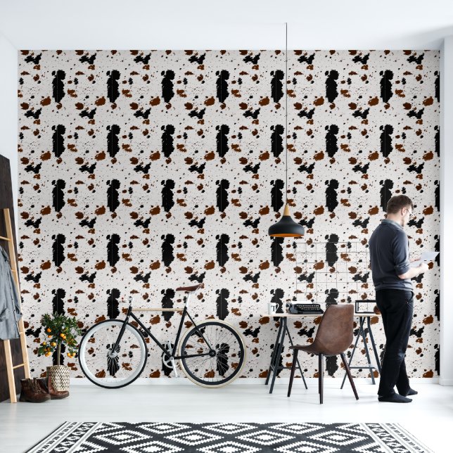 Bruin Witte Koehuid Patroon Behang (Woonkamer)